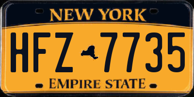 NY license plate HFZ7735