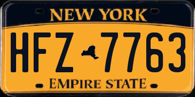 NY license plate HFZ7763