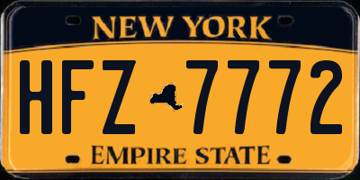 NY license plate HFZ7772