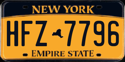 NY license plate HFZ7796
