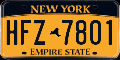 NY license plate HFZ7801