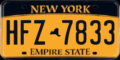 NY license plate HFZ7833