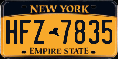 NY license plate HFZ7835