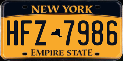 NY license plate HFZ7986