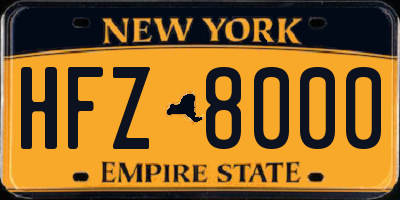 NY license plate HFZ8000