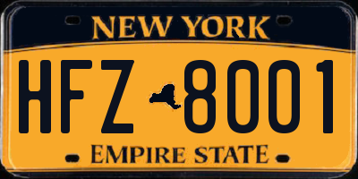 NY license plate HFZ8001