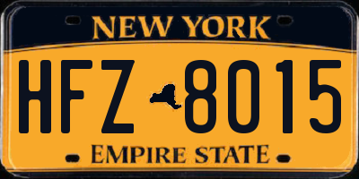 NY license plate HFZ8015