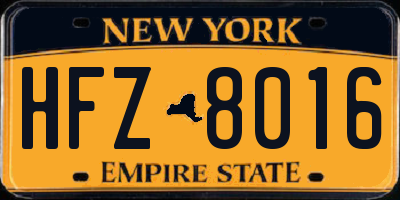 NY license plate HFZ8016