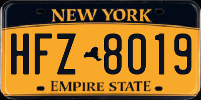 NY license plate HFZ8019