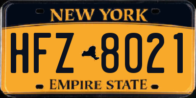 NY license plate HFZ8021