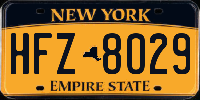 NY license plate HFZ8029