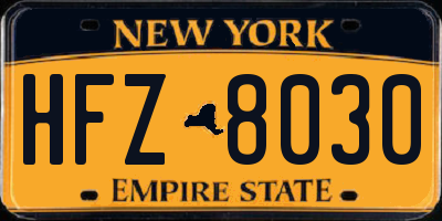 NY license plate HFZ8030