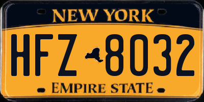 NY license plate HFZ8032