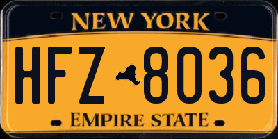 NY license plate HFZ8036