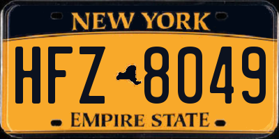 NY license plate HFZ8049