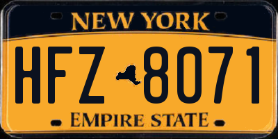 NY license plate HFZ8071