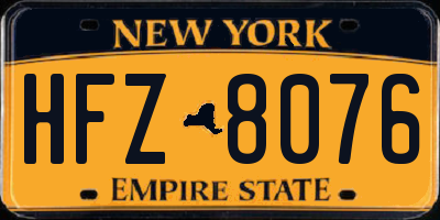 NY license plate HFZ8076