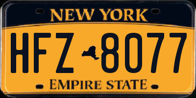 NY license plate HFZ8077