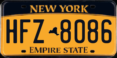 NY license plate HFZ8086