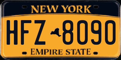 NY license plate HFZ8090