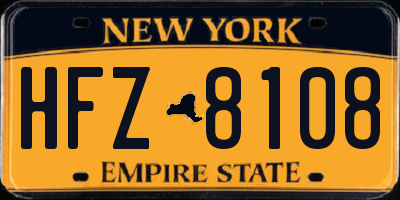 NY license plate HFZ8108