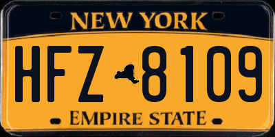 NY license plate HFZ8109