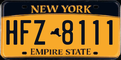 NY license plate HFZ8111