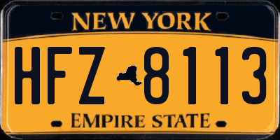 NY license plate HFZ8113