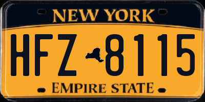 NY license plate HFZ8115
