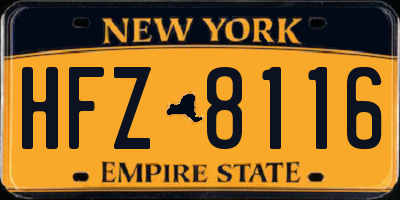 NY license plate HFZ8116