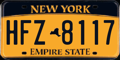 NY license plate HFZ8117