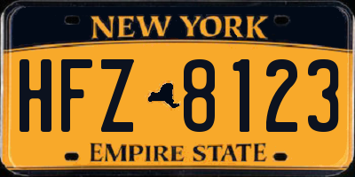 NY license plate HFZ8123