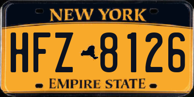 NY license plate HFZ8126