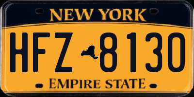 NY license plate HFZ8130