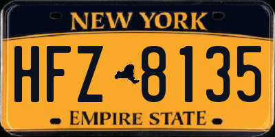 NY license plate HFZ8135