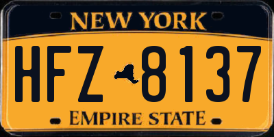 NY license plate HFZ8137