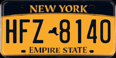 NY license plate HFZ8140