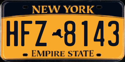 NY license plate HFZ8143