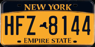 NY license plate HFZ8144