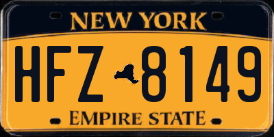 NY license plate HFZ8149