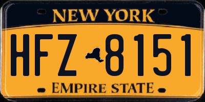 NY license plate HFZ8151