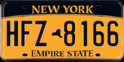 NY license plate HFZ8166