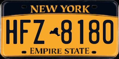 NY license plate HFZ8180