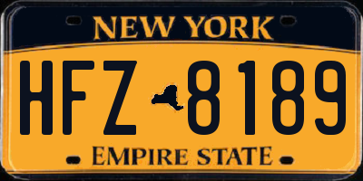NY license plate HFZ8189