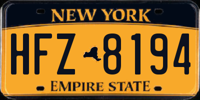 NY license plate HFZ8194