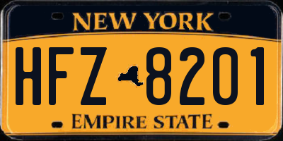 NY license plate HFZ8201