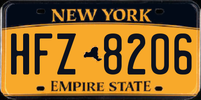 NY license plate HFZ8206