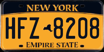 NY license plate HFZ8208