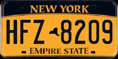 NY license plate HFZ8209