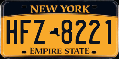 NY license plate HFZ8221